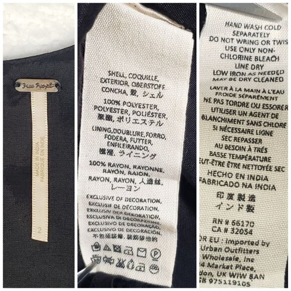 Free People Soho Brass Studded Shift Dress Sleeveless Boho Aztec Black Size 2 - Picture 7 of 12